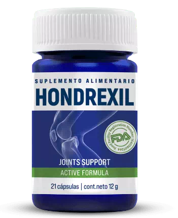 Frasco Hondrexil azul con cápsulas articulares 21 unidades — glucosamina, condroitina, colágeno tipo II, MSM, cúrcuma y boswellia para articulaciones